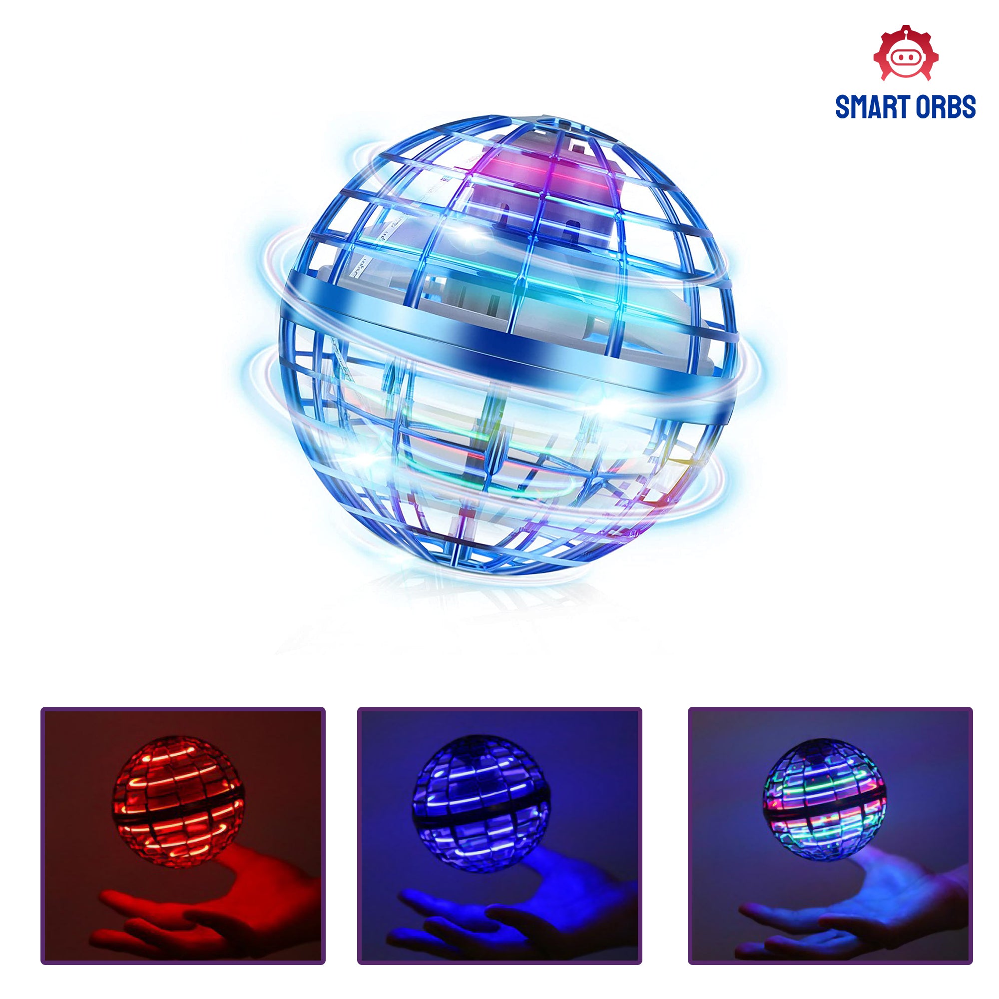 Smart Orbs Flying Ball Drone Toy for Kids - 360° Rotating Flying Orb Ball with USB Charging and Built-in RGB Lights